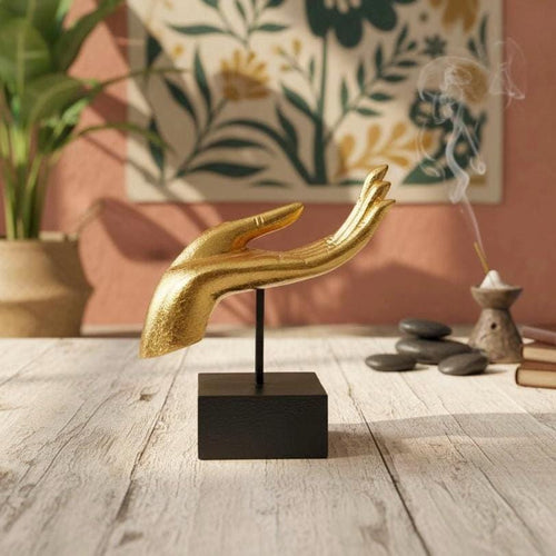 Golden Mudra Hand Sculpture: Vintage Thai Zen Meditation Decor