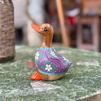 Hand Painted Wooden Duck Figurine: Thai Folk Art, Boho Home Decor - Siam Wood Artisans