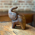 Acacia Wood Elephant Figurine, 4 Inch Lucky Animal Statue, Housewarming Gift for Minimalist - Siam Wood Artisans