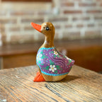 Hand Painted Wooden Duck Figurine: Thai Folk Art, Boho Home Decor - Siam Wood Artisans