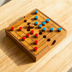 Hand Carved Teak Wood Strategy Game: 2 Player Traditional Board Game Toy - Siam Wood Artisans