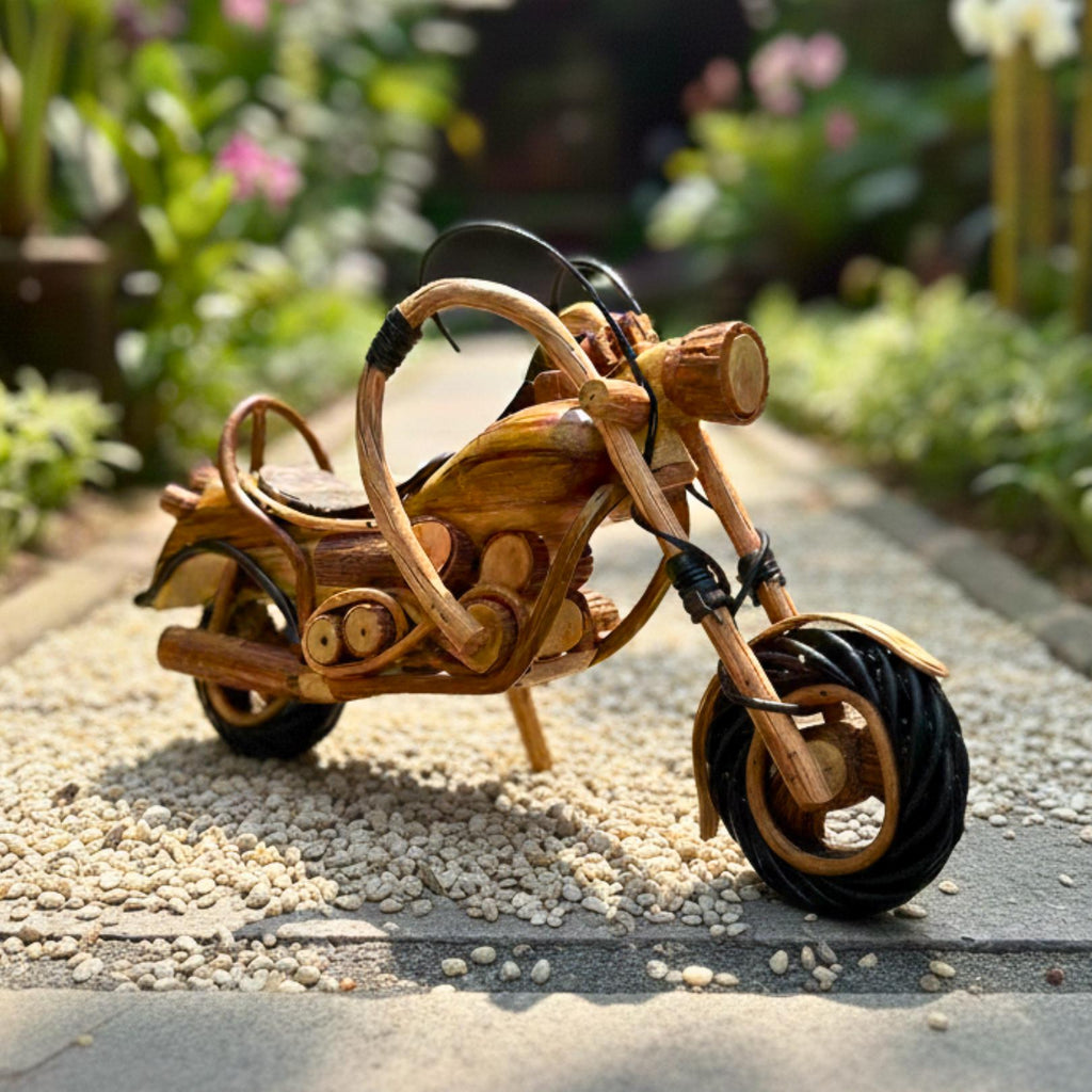 Handcrafted Wooden Motorcycle Model: Chopper Bike Hobby Gift & Toy
