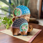 Hand Painted Wooden Elephant Plate with Floral Design: Thai Folk Art Decor - Siam Wood Artisans