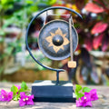 Minimalist Metal Gong on Stand: Modern Zen Meditation Decor
