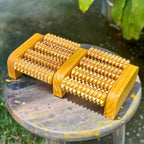 Teak Wood Foot Massage Roller 11 Inch Dual Reflexology Tool for Yoga Lover - Siam Wood Artisans