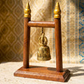 Hand Carved Teak Wood Single Bell Frame: Traditional & Serene Thai Altar Decor