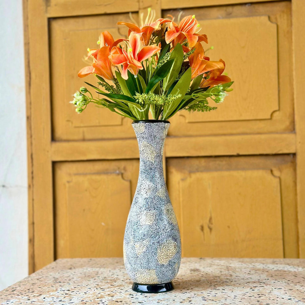 Handmade Thai Lacquer Vase: Elegant Eggshell Inlay, Wooden Flower Vessel