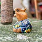 Hand Painted Thai Elephant Figurine: Batik Style Wood Sculpture - Siam Wood Artisans
