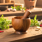 Hand Carved Wooden Mortar and Pestle: Spice Grinder Kitchen Tool - Siam Wood Artisans