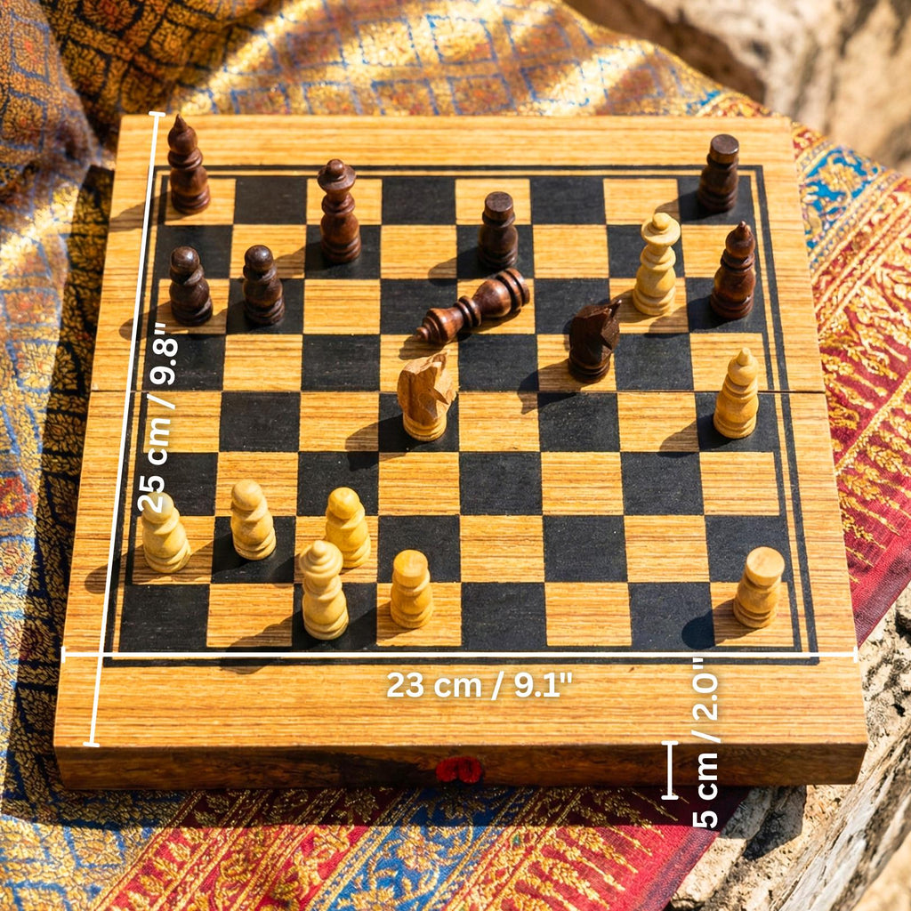 Hand Carved Wood Chess & Backgammon Set: 2-in-1 Traditional Board Game Toy