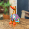 Hand Painted Wooden Duck Figurine: Thai Folk Art, Boho Home Decor - Siam Wood Artisans