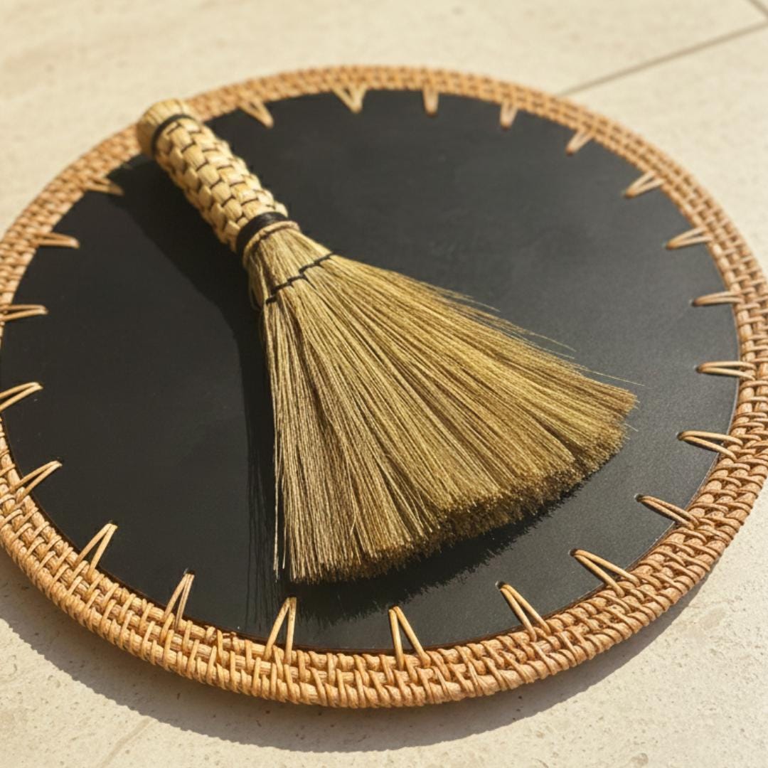Handcrafted Natural Fiber Dusting Brush: Desktop Cleaning Tool