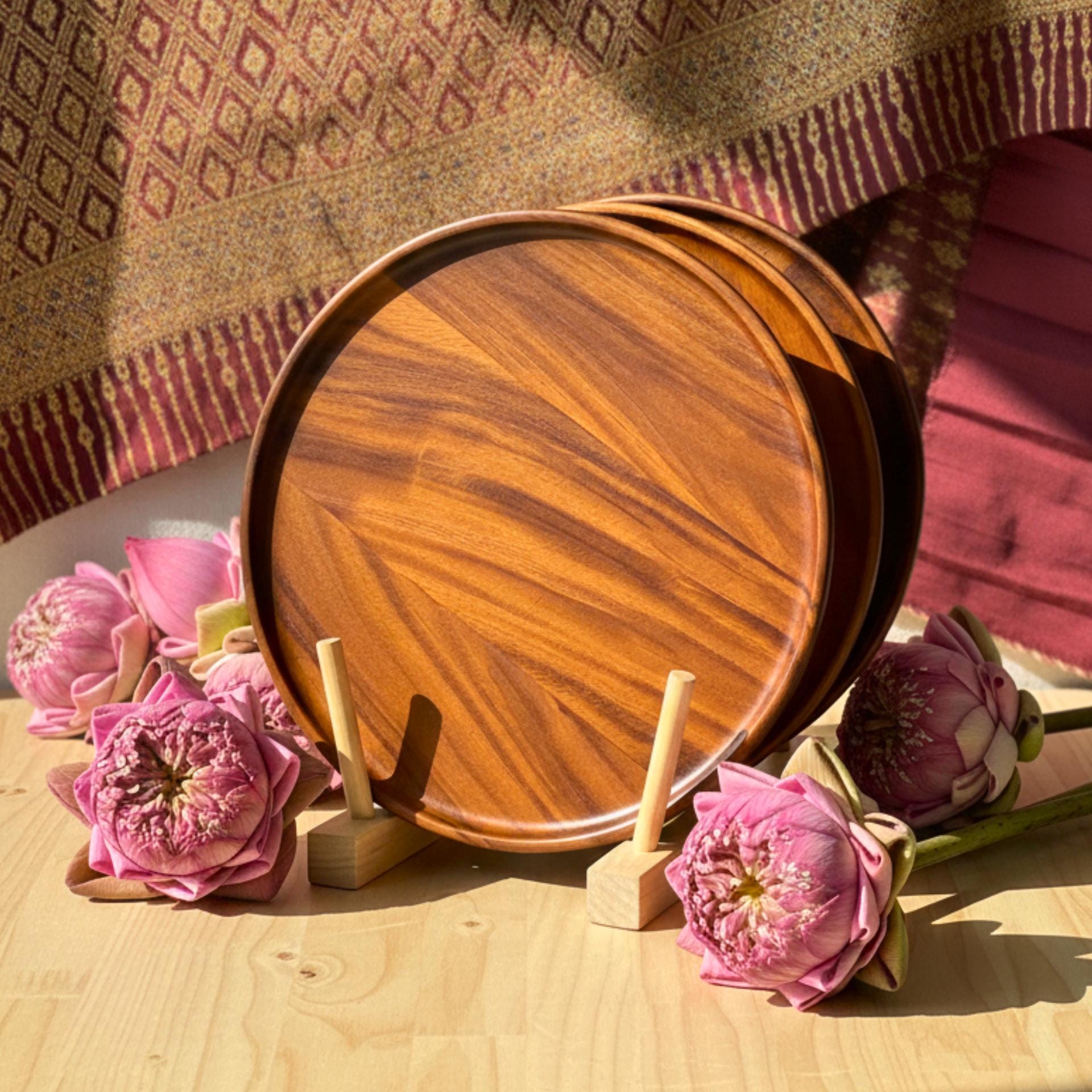 Hand Carved Upcycled Wood Dinner Plates: 10" Rustic Dining & Serving Dishes