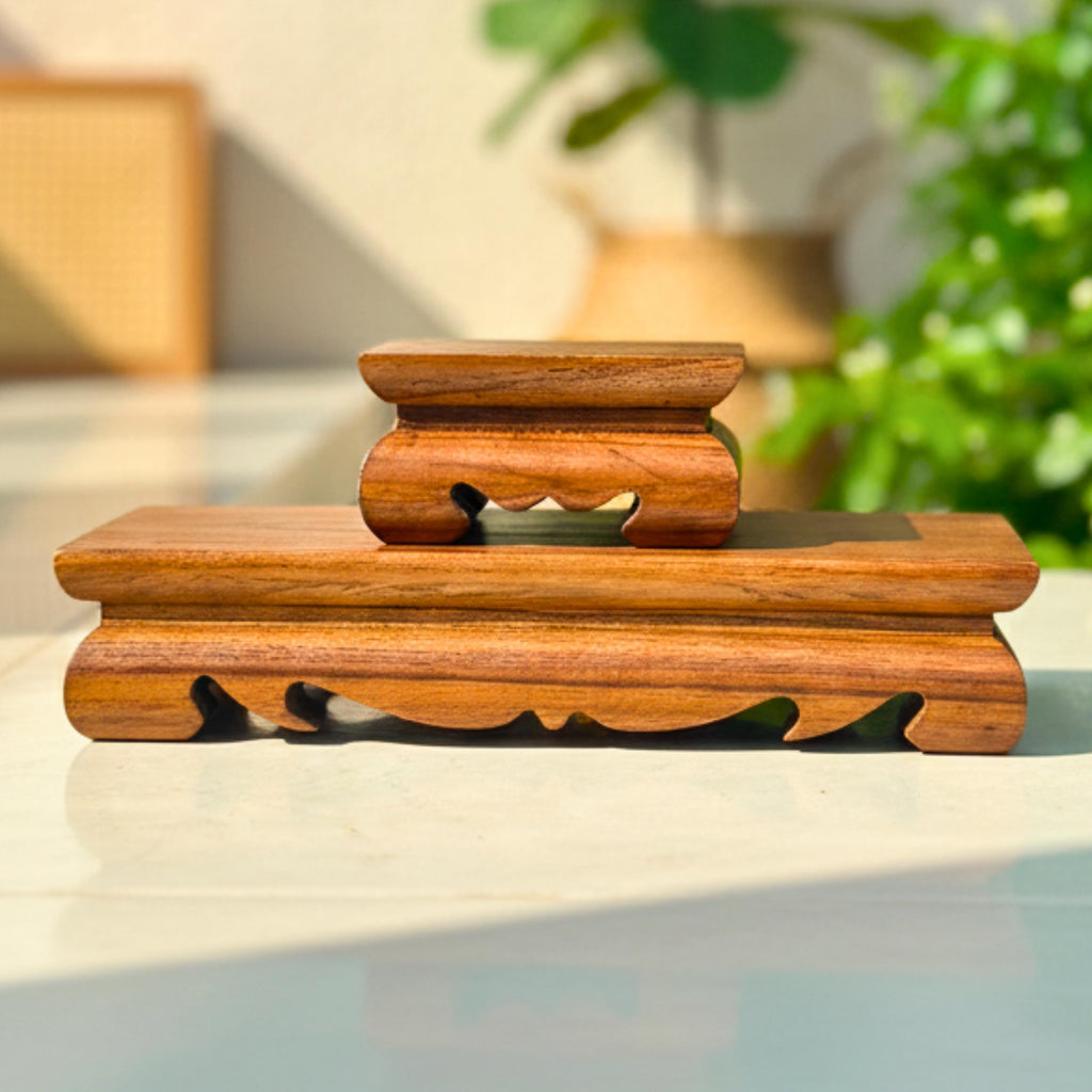 Hand Carved Wood Display Riser Set of 2: Meditation Altar Stands