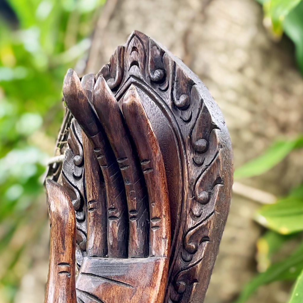 Hand Carved Wooden Hand Sculpture: Thai Zen Abhaya Mudra Art