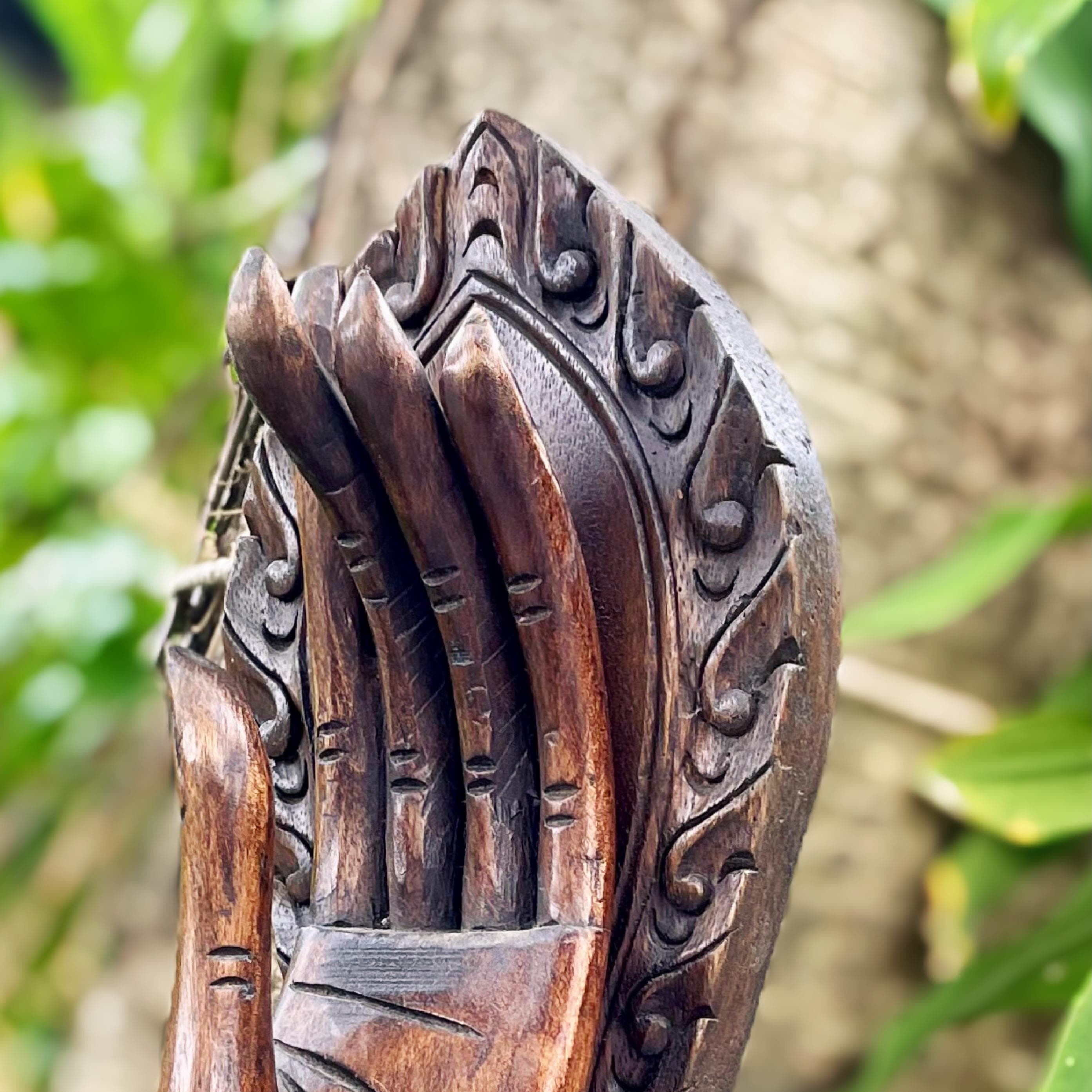 Hand Carved Wooden Hand Sculpture: Thai Zen Abhaya Mudra Art