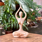 Hand Carved Wood Yoga Woman Sculpture: Thai Artisan Zen Decor - Siam Wood Artisans