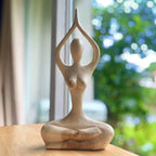 Hand Carved Wood Yoga Woman Sculpture: Thai Artisan Zen Decor - Siam Wood Artisans
