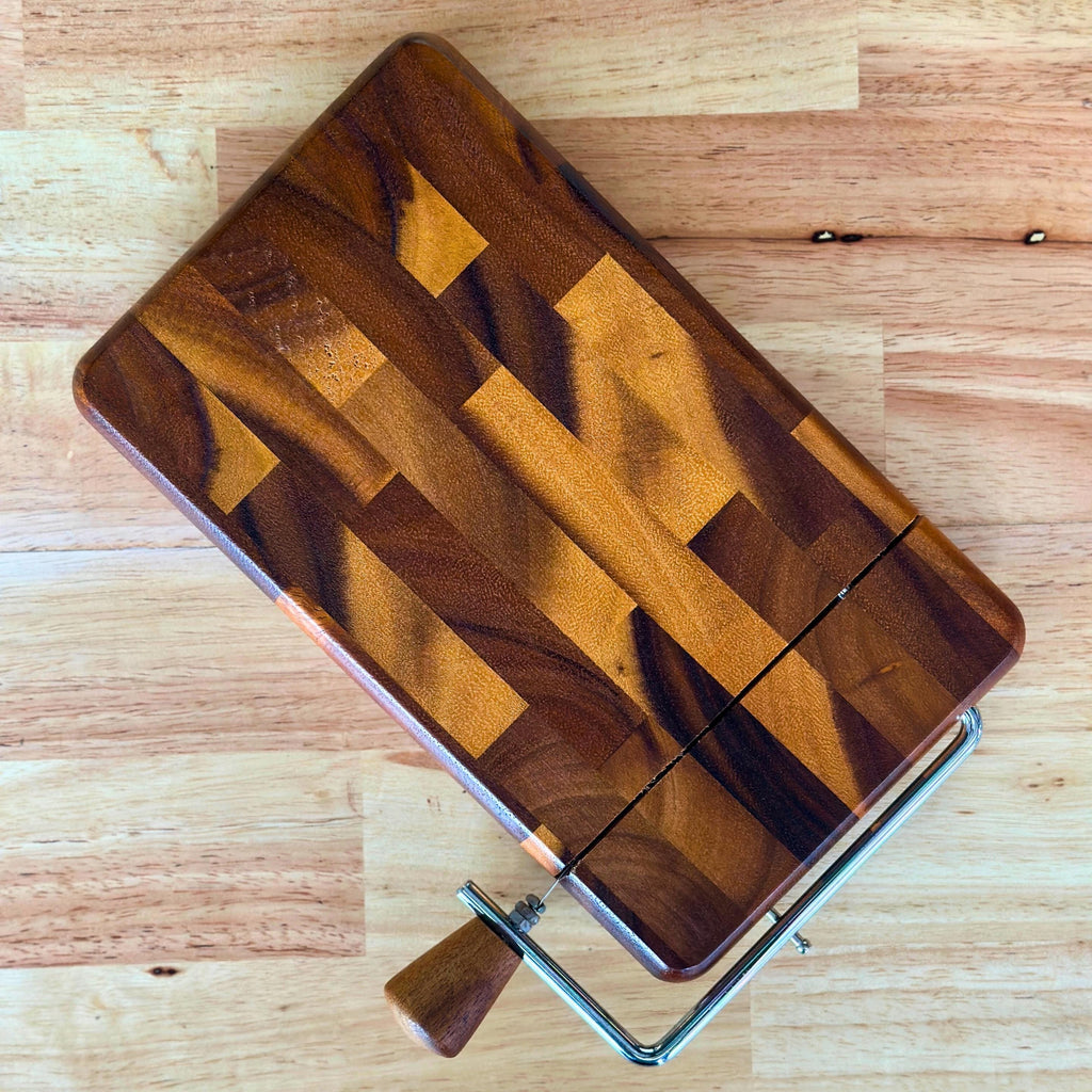 Hand Carved Hardwood Cheese Cutter Board: Upcycled Rustic Kitchen Gift