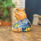 Hand Painted Thai Elephant Figurine: Batik Style Wood Sculpture - Siam Wood Artisans