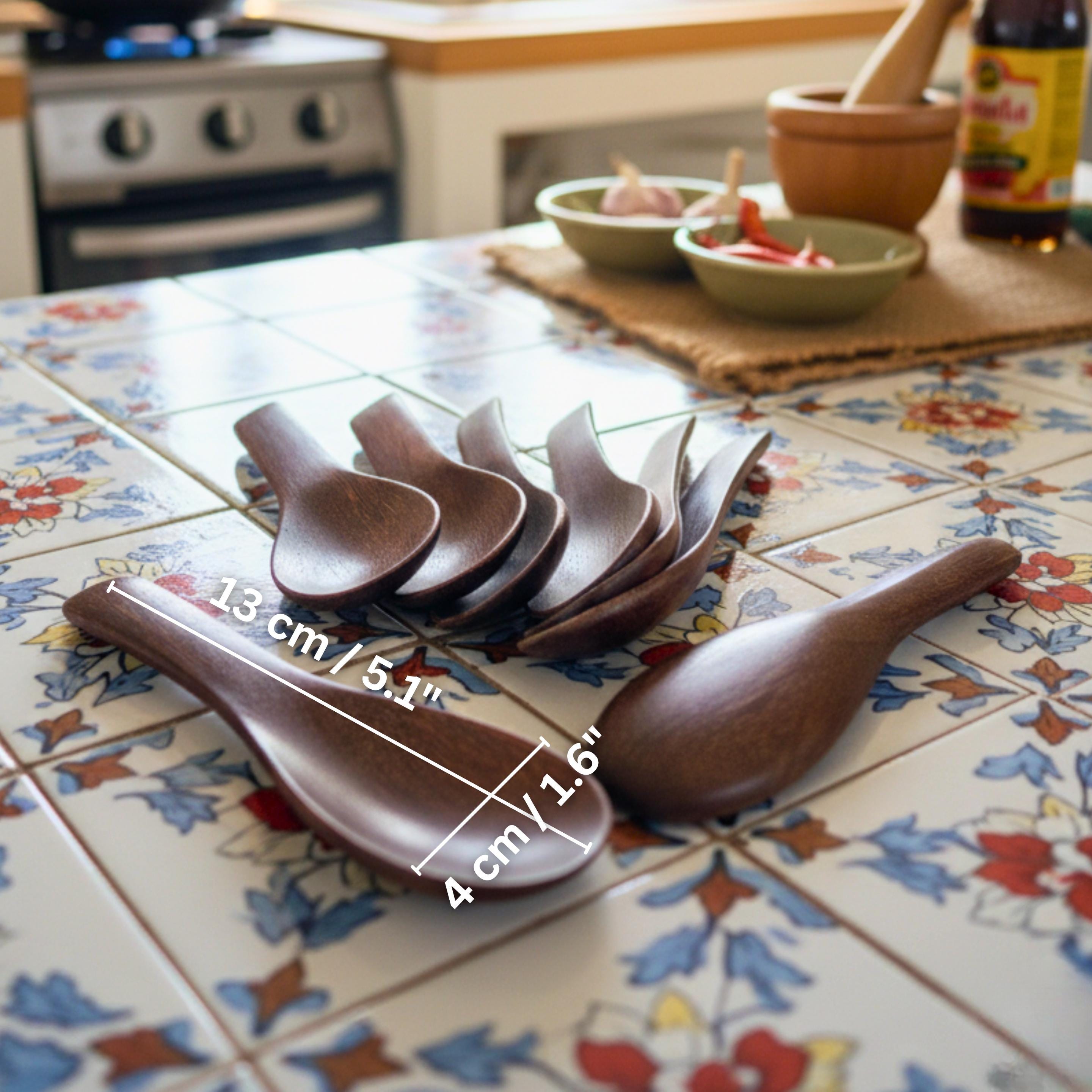 Hand Carved Wood Soup Spoon Set of 8: Rustic Kitchen Utensils