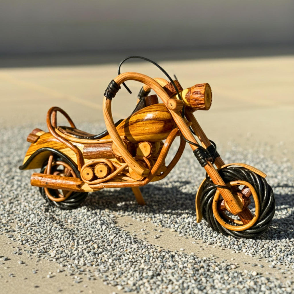 Handcrafted Wooden Motorcycle Model: Chopper Bike Hobby Gift & Toy