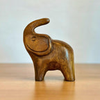 Acacia Wood Elephant Figurine, 4 Inch Lucky Animal Statue, Housewarming Gift for Minimalist - Siam Wood Artisans