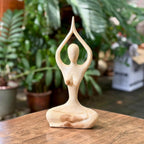 Hand Carved Wood Yoga Woman Sculpture: Thai Artisan Zen Decor - Siam Wood Artisans