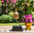 Minimalist Golden Bell Stand: Polished Thai Temple Bell Modern Decor
