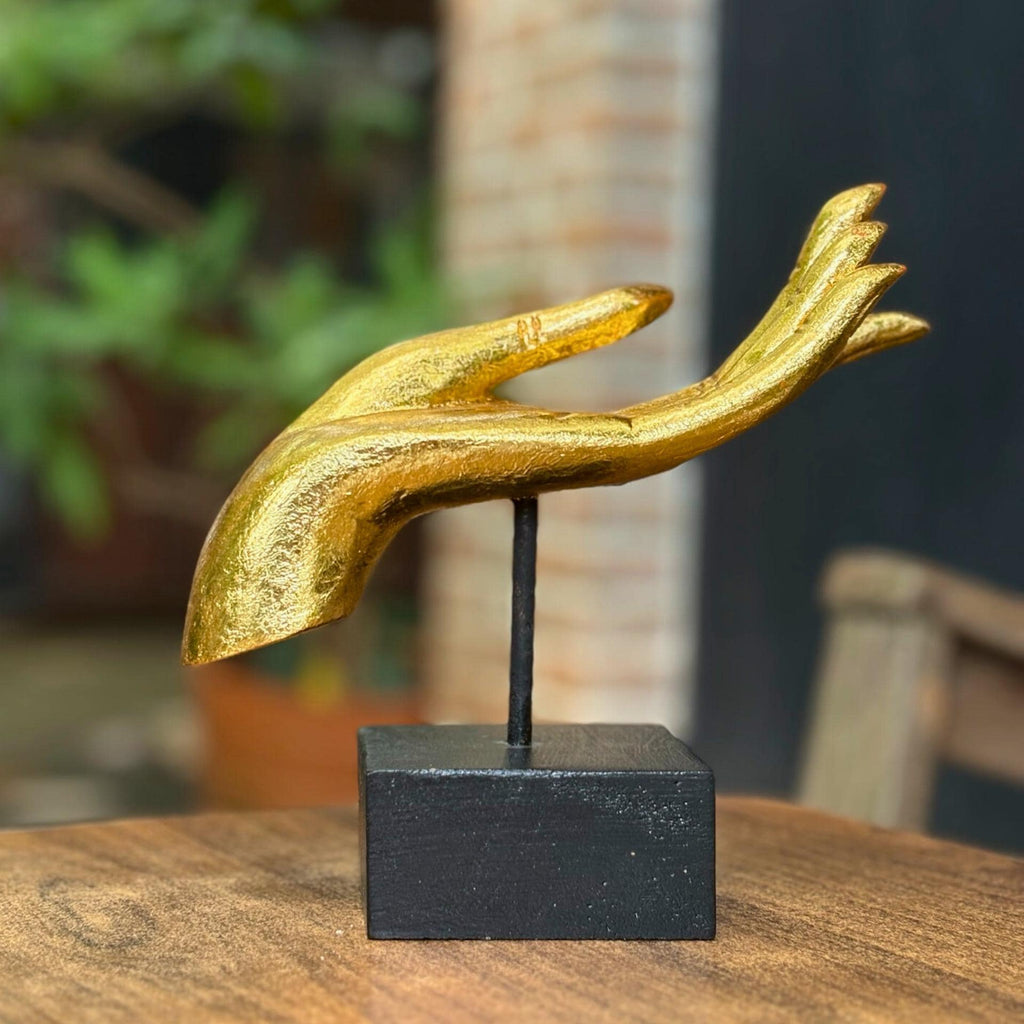Golden Mudra Hand Sculpture: Vintage Thai Zen Meditation Decor