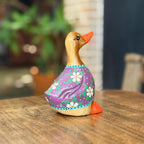 Hand Painted Wooden Duck Figurine: Thai Folk Art, Boho Home Decor - Siam Wood Artisans