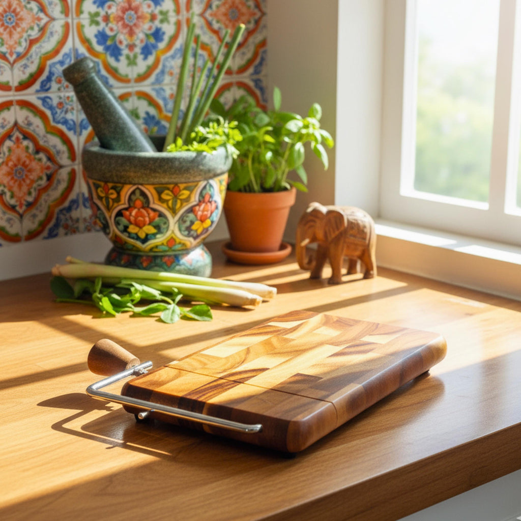 Hand Carved Hardwood Cheese Cutter Board: Upcycled Rustic Kitchen Gift