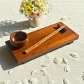 Hand Carved Wood Sushi Serving Platter: Warm Tone Asian Fusion Tableware