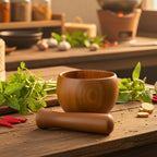 Hand Carved Wooden Mortar and Pestle: Spice Grinder Kitchen Tool - Siam Wood Artisans