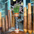 Hand Carved Wooden Floor Vase: Tall Thai Rustic Boho Entryway Accent Decor