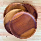 Hand Carved Hardwood Dinner Plates 8”: Deep Tone Rustic Dinnerware - Siam Wood Artisans
