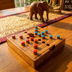 Hand Carved Teak Wood Strategy Game: 2 Player Traditional Board Game Toy - Siam Wood Artisans