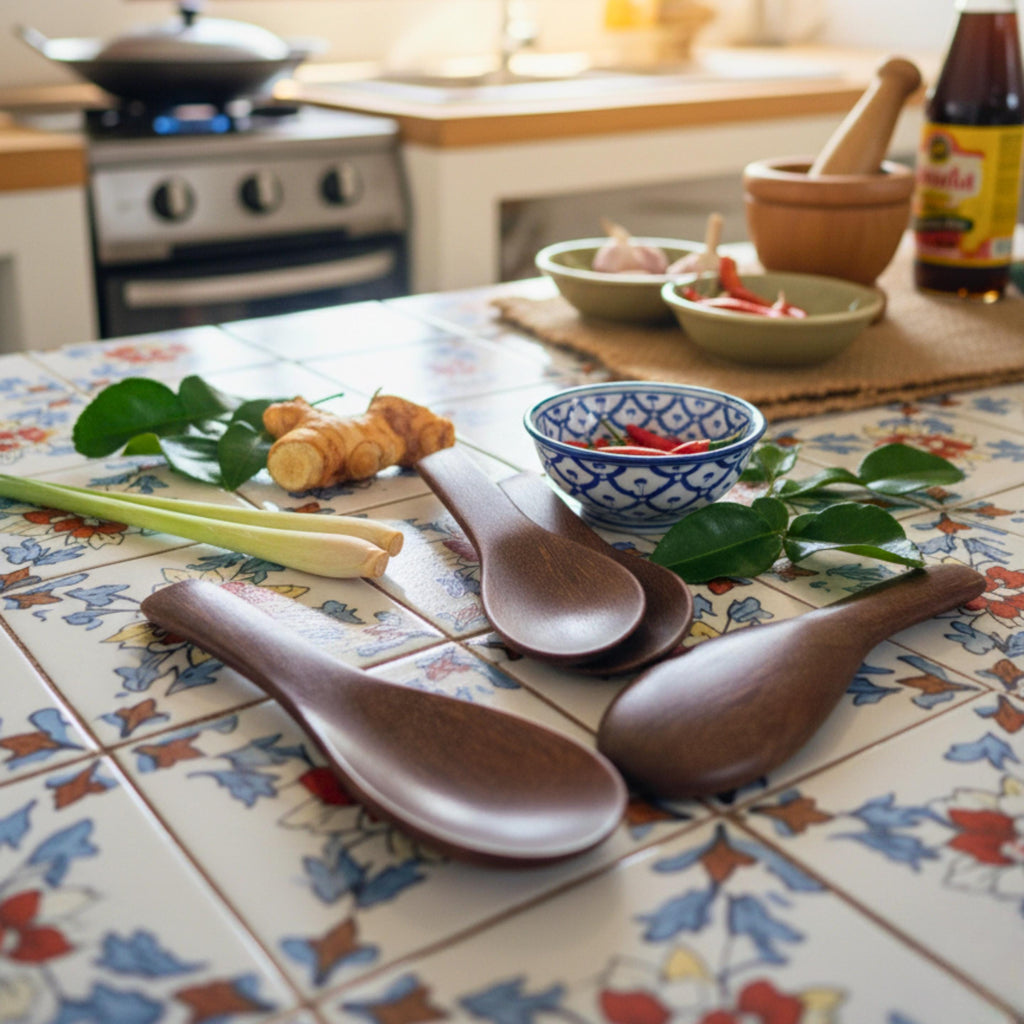 Hand Carved Wood Soup Spoon Set of 8: Rustic Kitchen Utensils