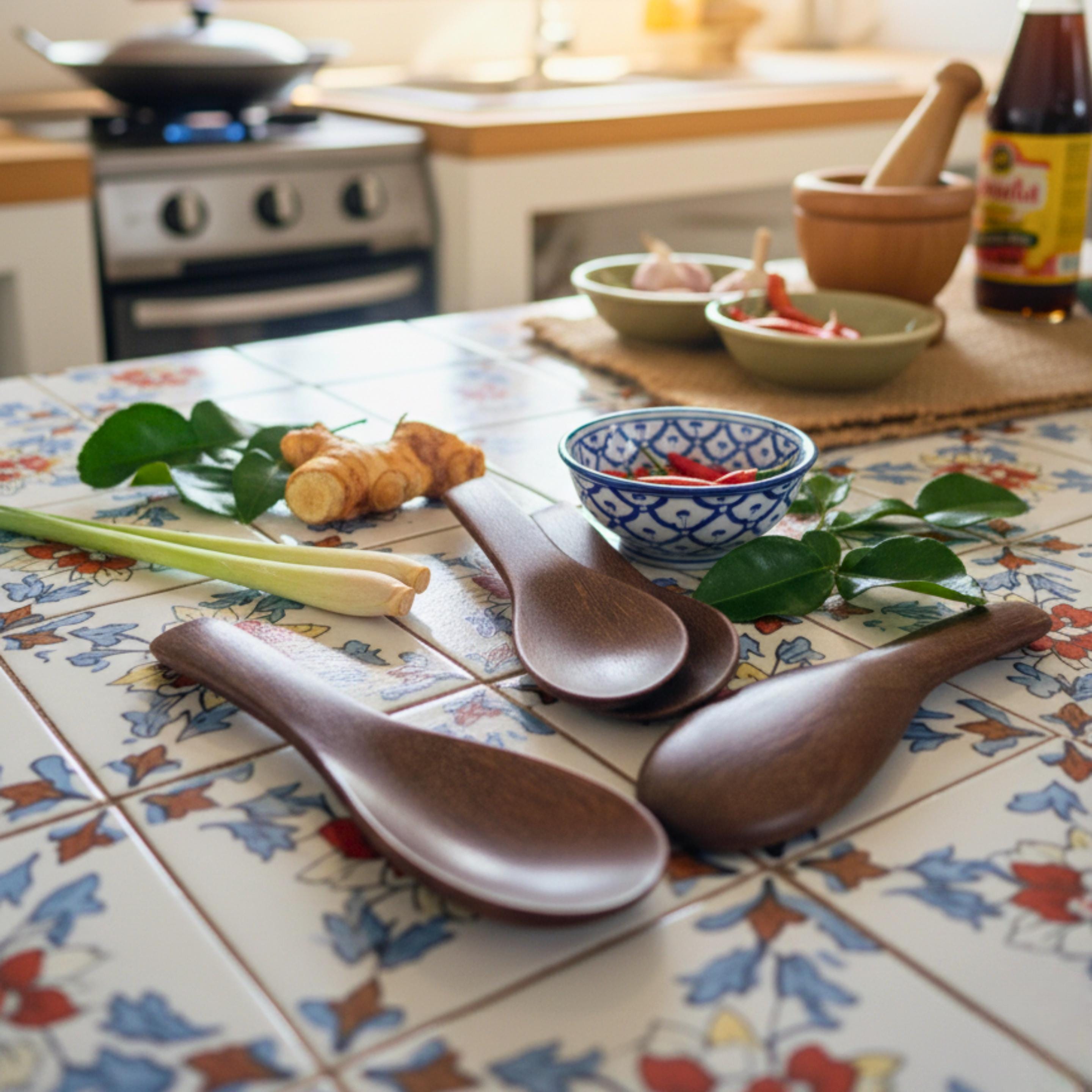 Hand Carved Wood Soup Spoon Set of 8: Rustic Kitchen Utensils