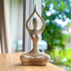 Hand Carved Wood Yoga Woman Sculpture: Thai Artisan Zen Decor - Siam Wood Artisans