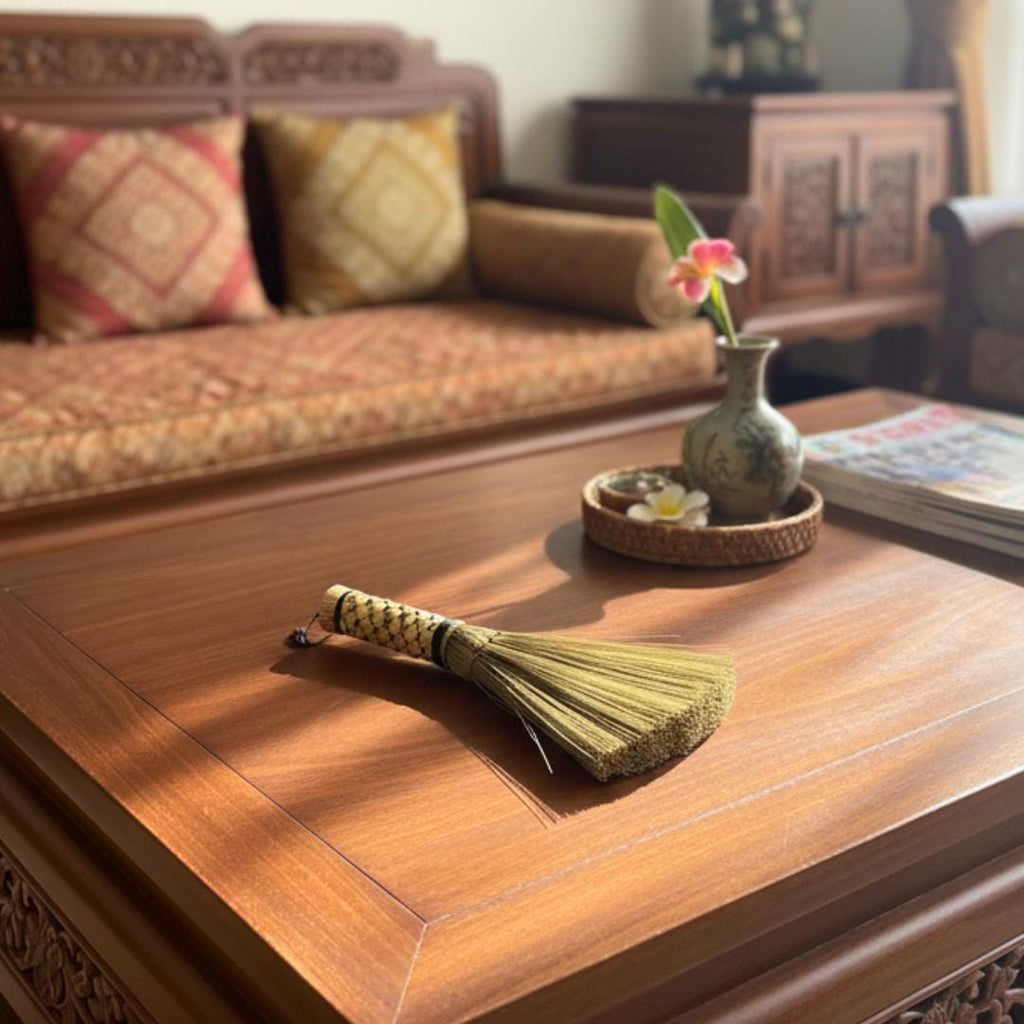 Handcrafted Natural Fiber Dusting Brush: Desktop Cleaning Tool