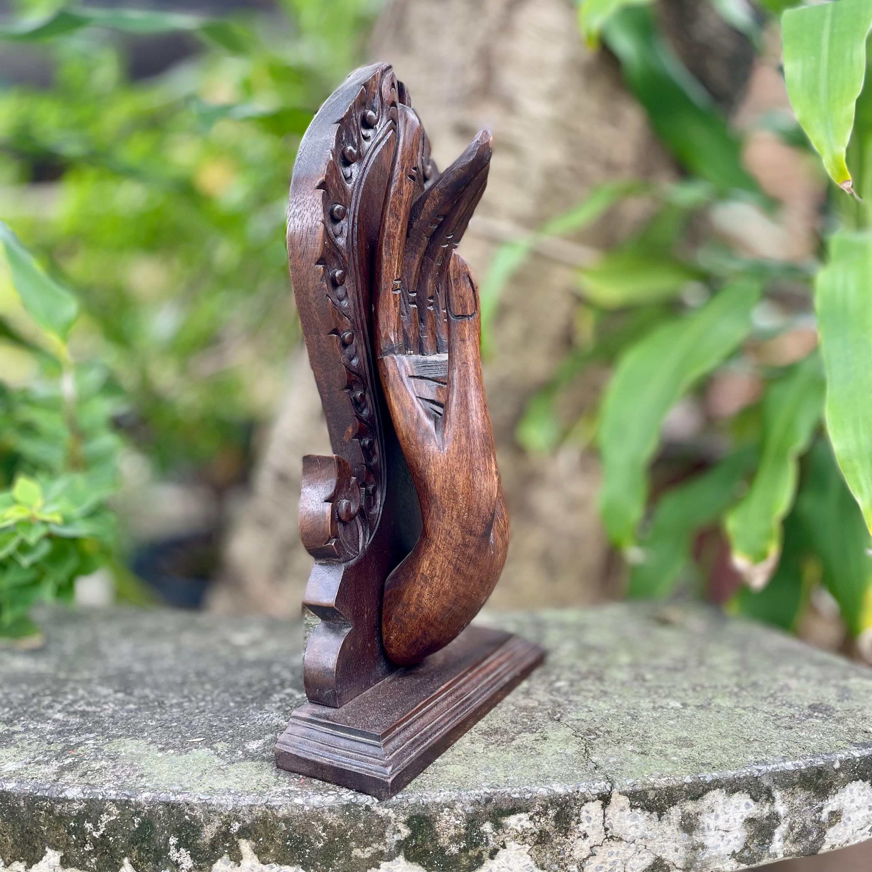Hand Carved Wooden Hand Sculpture: Thai Zen Abhaya Mudra Art