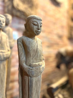 Hand Carved Teak Thai Monk Statue: Rustic Spiritual Decor - Siam Wood Artisans