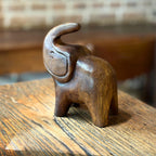Acacia Wood Elephant Figurine, 4 Inch Lucky Animal Statue, Housewarming Gift for Minimalist - Siam Wood Artisans