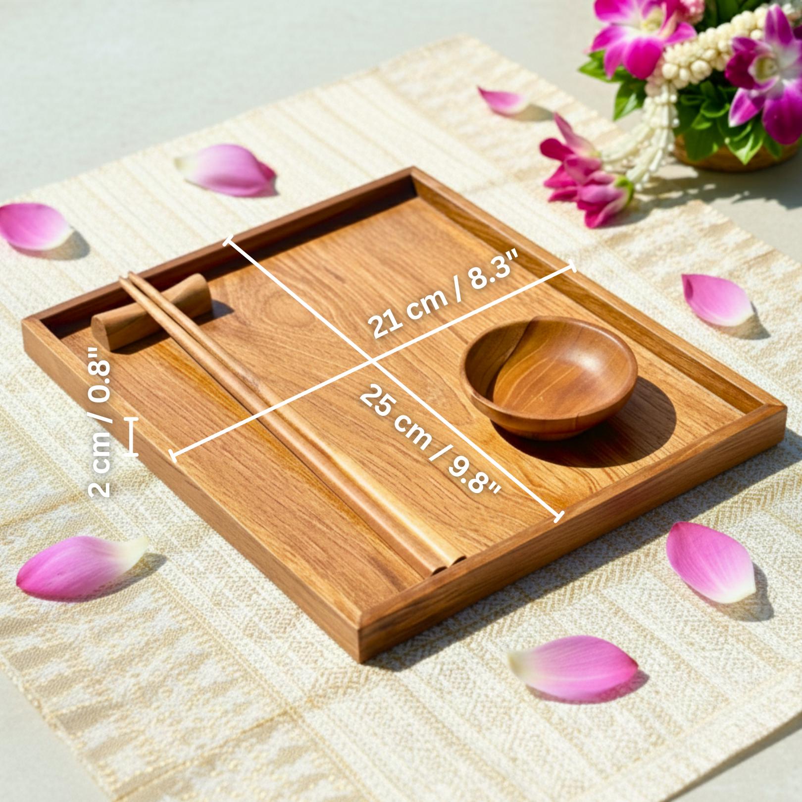 Wooden Sushi Serving Set: Hand Carved Hardwood Japanese-Style Tableware
