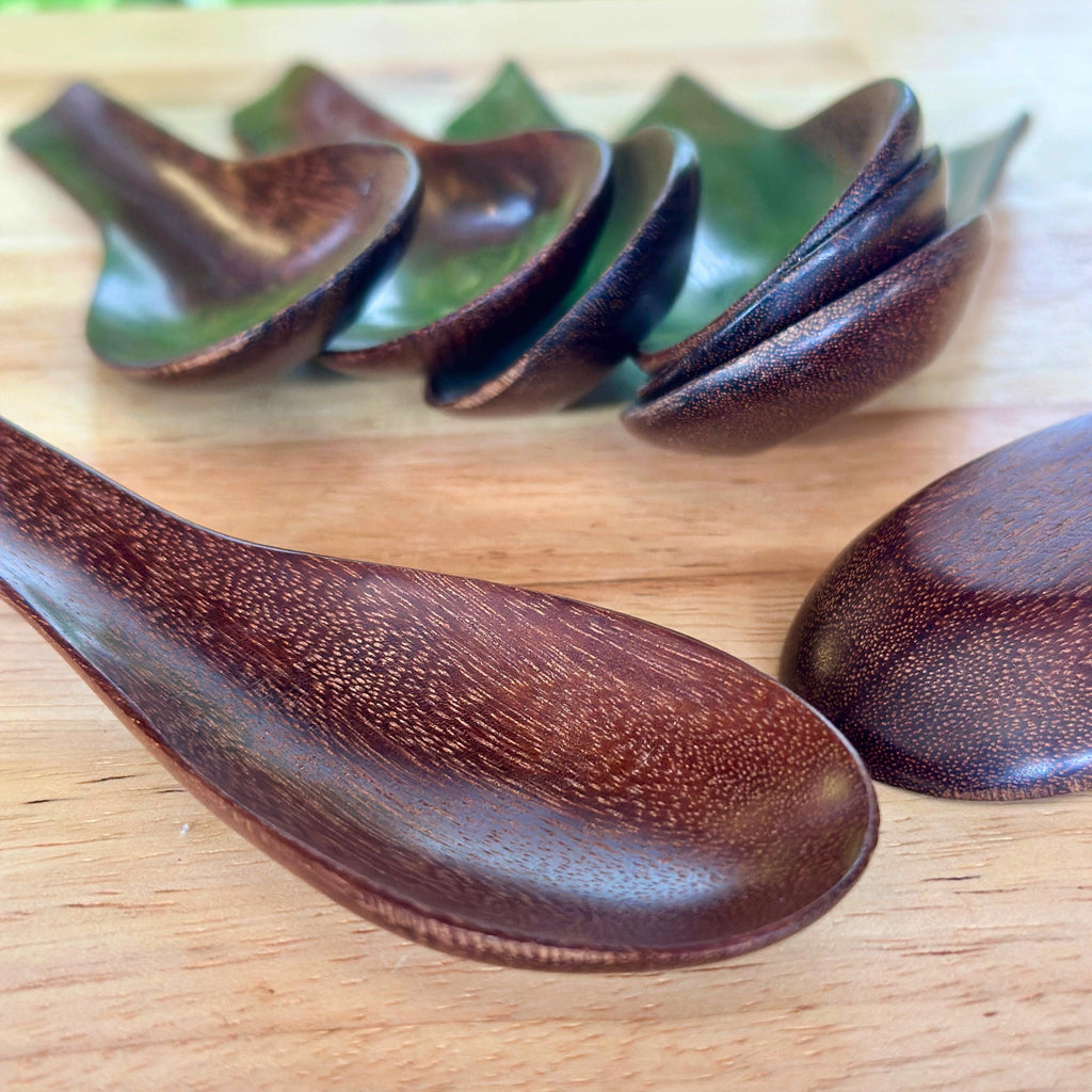 Hand Carved Wood Soup Spoon Set of 8: Rustic Kitchen Utensils