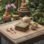 Hand Painted Wooden Altar Stand: Thai Floral Art Display Riser - Siam Wood Artisans