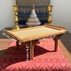 Acacia Wood Altar Pedestal Tray 10 Inch Woven Rattan Offering Stand for Zen Home - Siam Wood Artisans