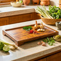 Teak Wood Serving Tray 15 Inch Handcrafted Platter, Housewarming Gift for Minimalist