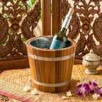 Artisan Wood Wine Bucket Cooler: Rustic Double-Walled Ice Bucket - Siam Wood Artisans